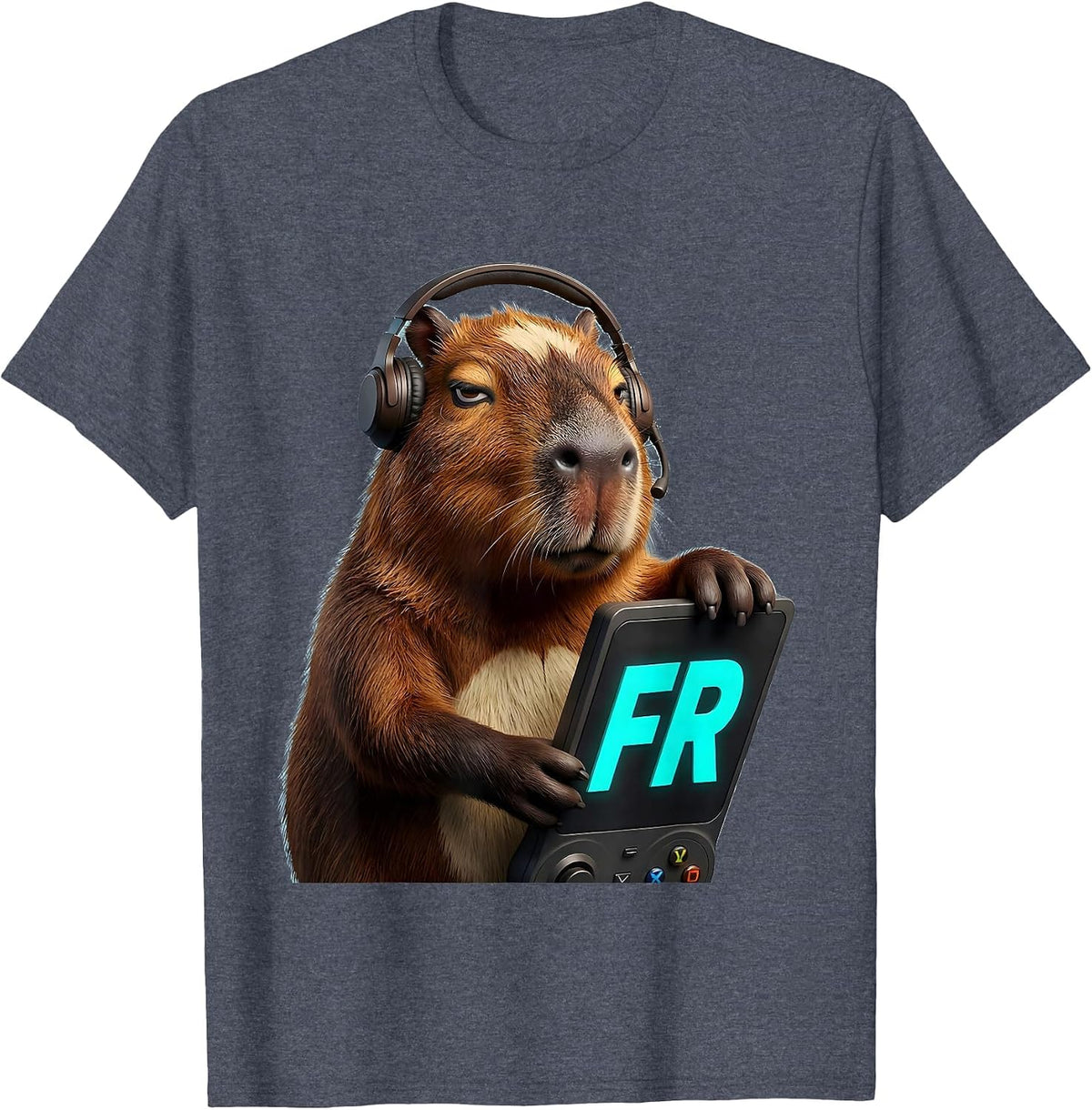 Fr Funny Capybara Gamer Meme Humor Video Games T-Shirt - Heather Blue