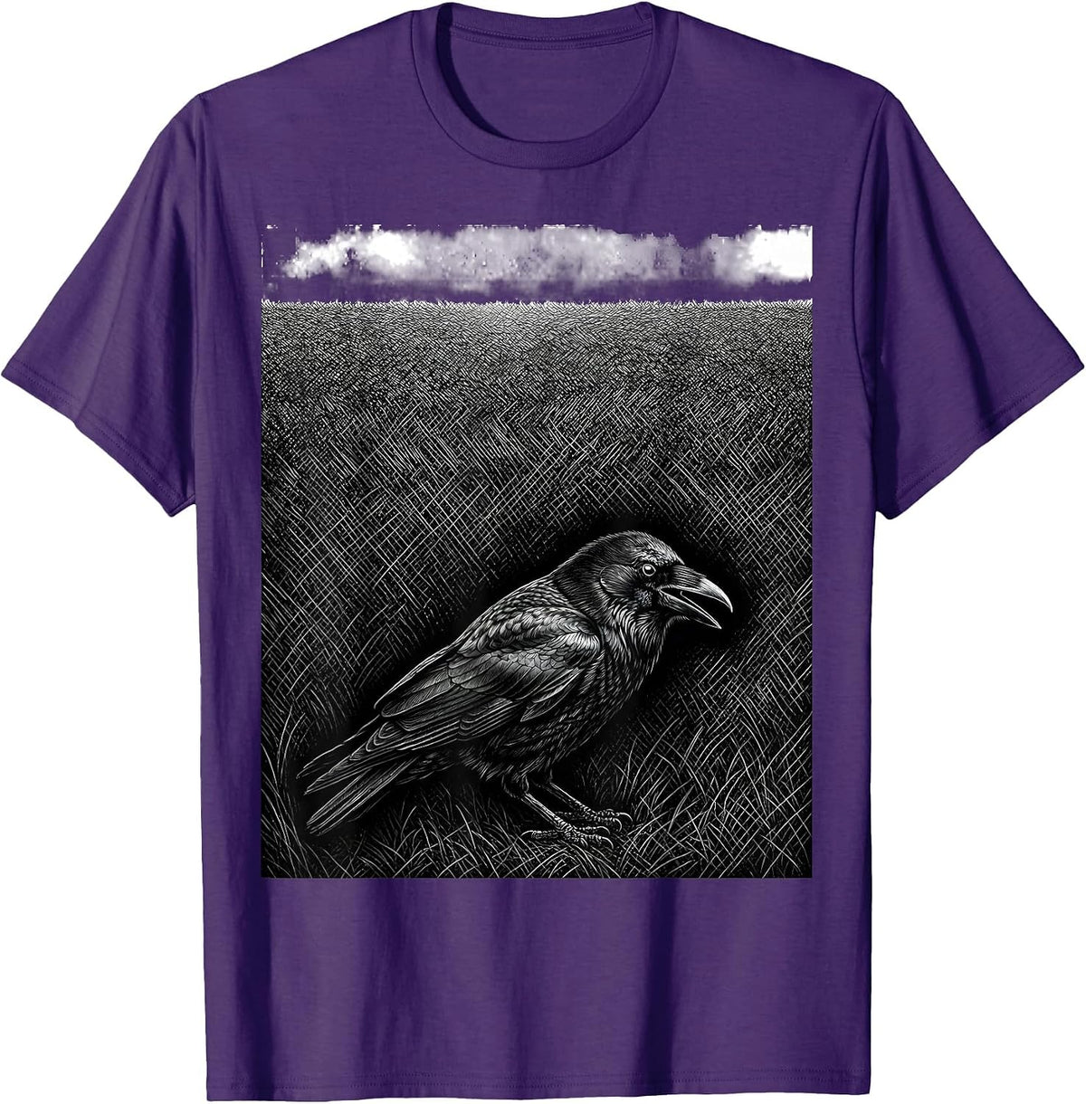 Crow Silhouette Dark Humor Gothic Bird Lover T-Shirt - Purple