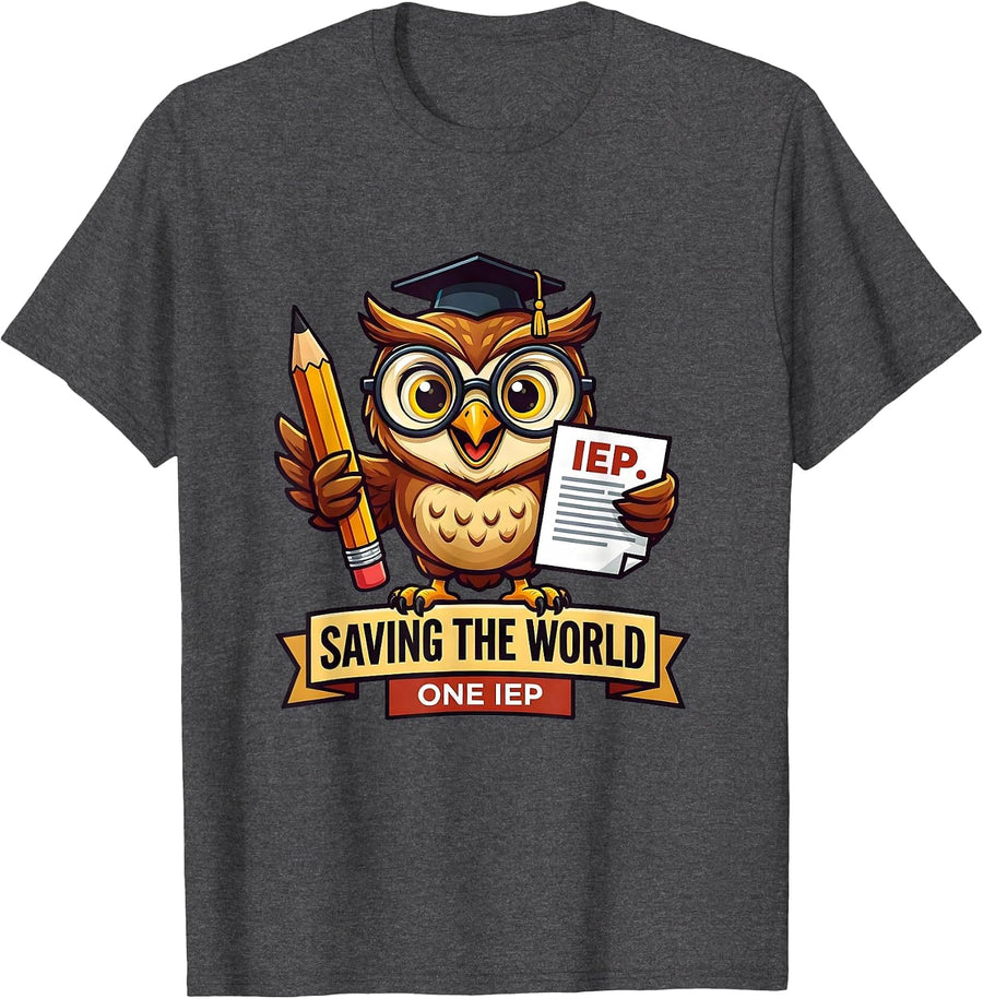 Men's Saving the World One IEP Special Education Teacher T-Shirt - Dark Heather Grey