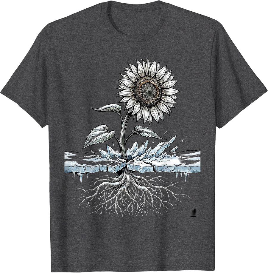Men's Sunflower Through Snow Suicide Awareness Graphic T-Shirt - Dark Heather Grey