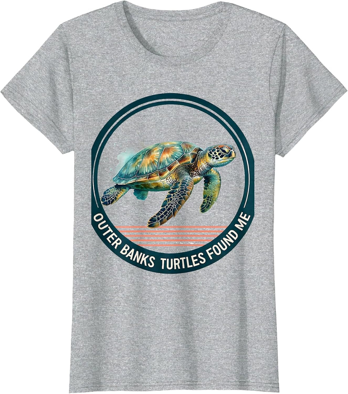 Women's Outer Banks Turtles Found Me Watercolor Sea Turtle Ocean T-Shirt - Heather Grey