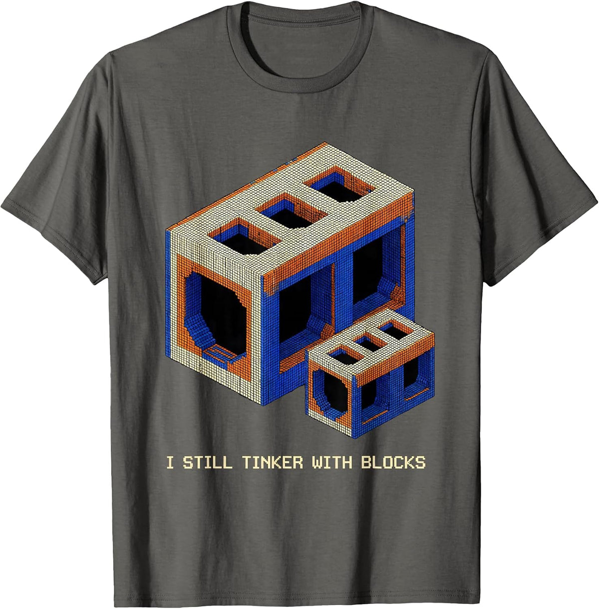 Men's I Still Tinker With Blocks Funny Mechanic Garage Auto Engine T-Shirt - Asphalt Grey