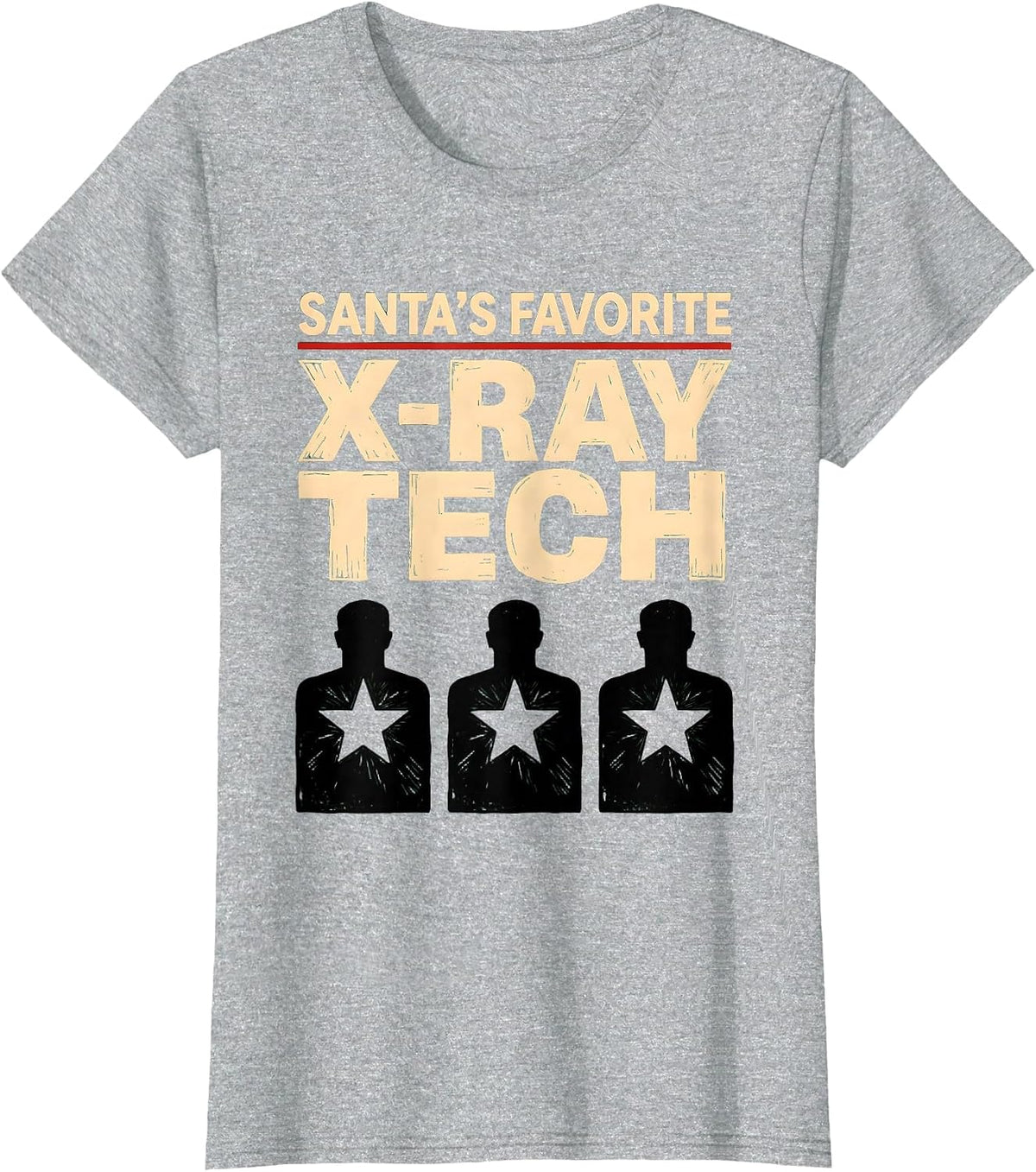 Santa's Favorite X-Ray Tech Funny Radiology Tech Christmas T-Shirt - Heather Grey