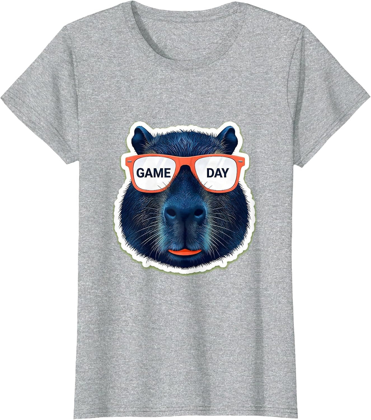 Women's Game Day Capybara Funny Animal Mascot Sunglasses Humor T-Shirt - Heather Grey