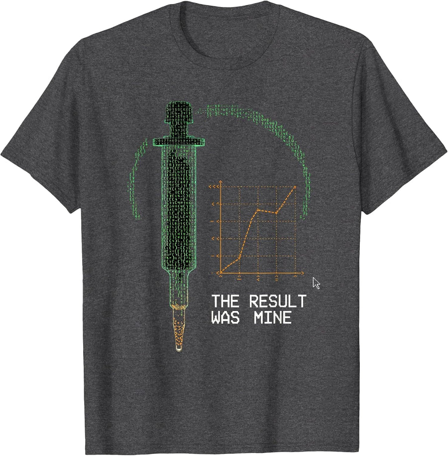 Men's The Result Was Mine Funny Lab Tech Clinical Research Humor T-Shirt - Dark Heather Grey