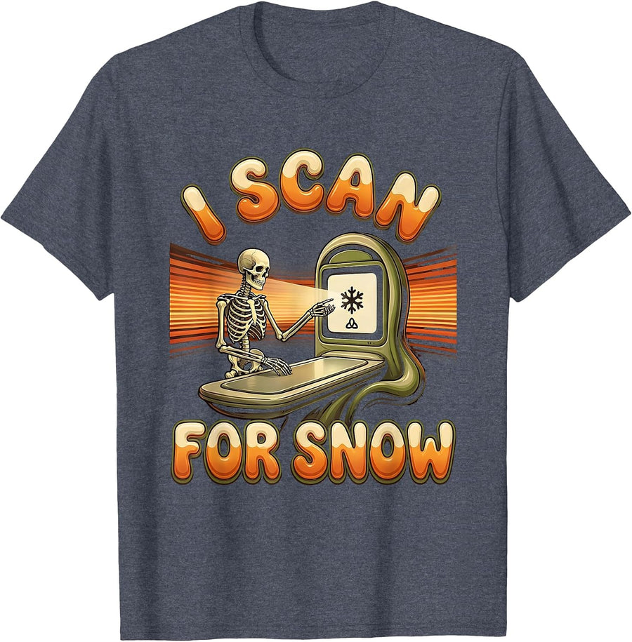 I Scan For Snow Retro Radiology Tech Christmas Humor T-Shirt - Heather Blue