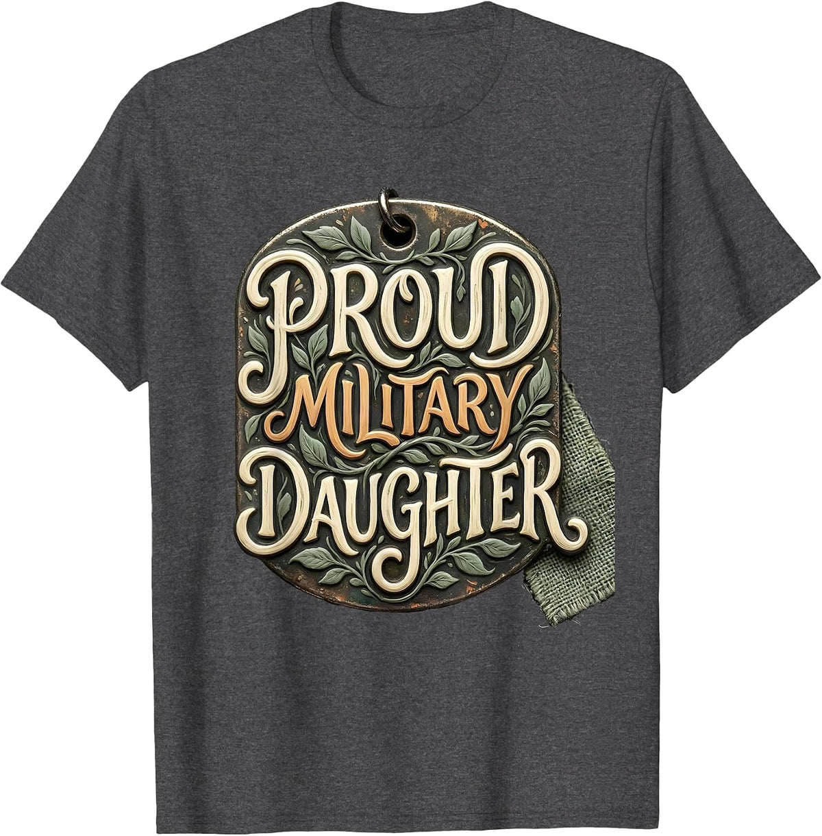 Proud Military Daughter Boho Typography Veteran Family T-Shirt - Dark Heather Grey