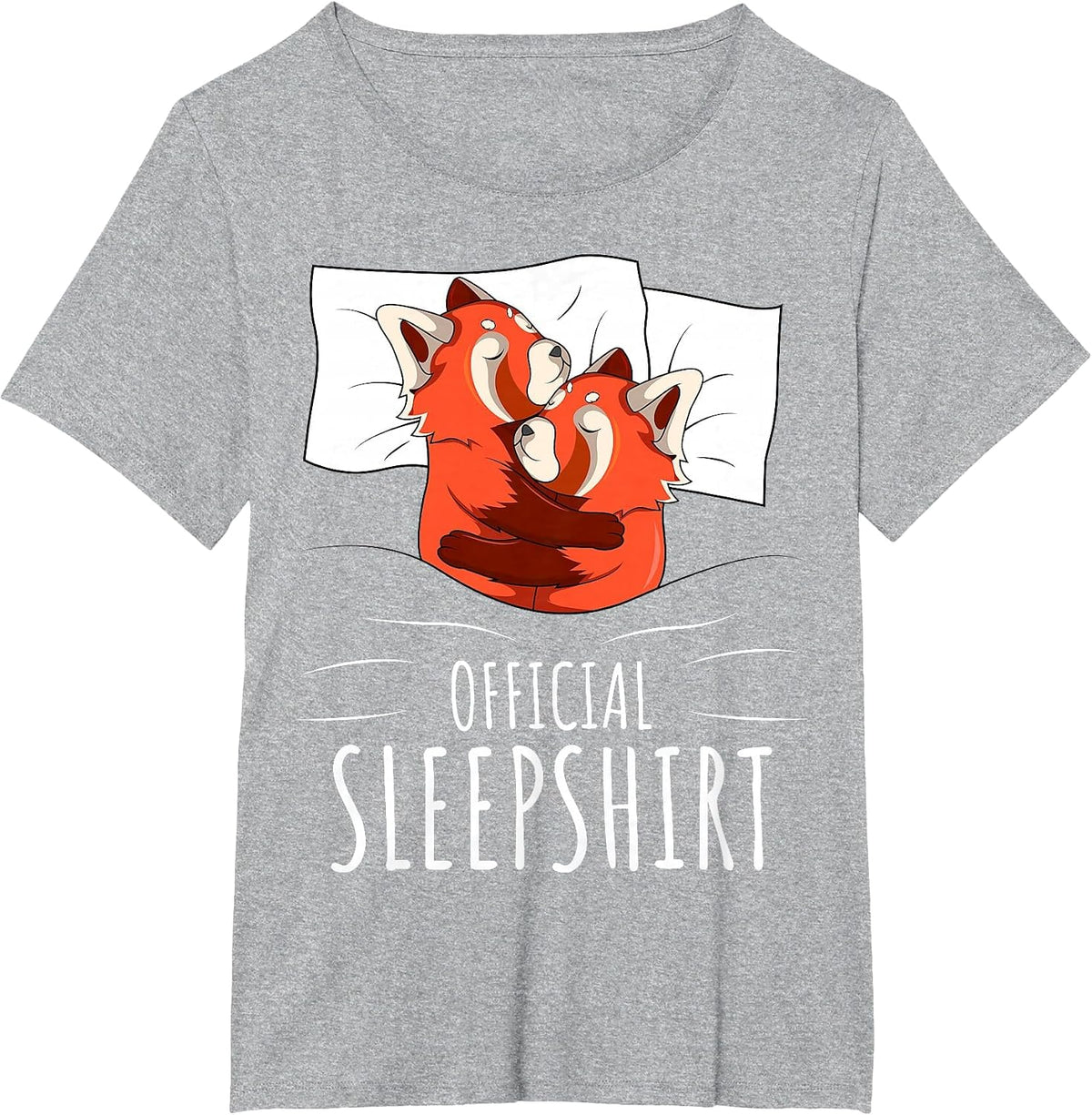 Official Panda Lover Sleep Shirt Red T-Shirt - Heather Grey