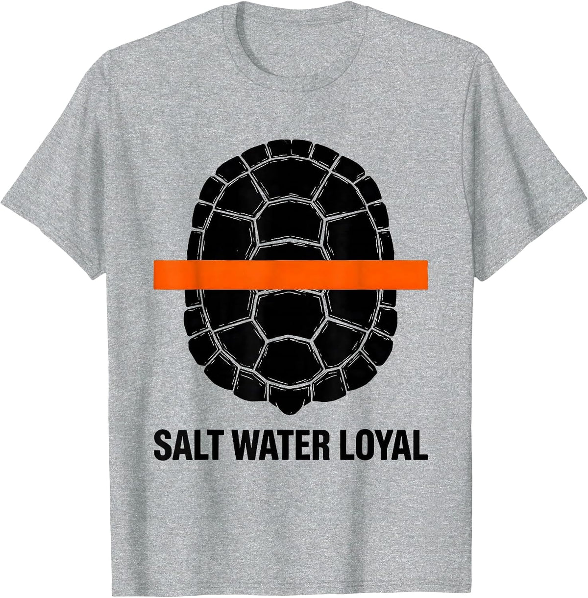 Men's Salt Water Loyal Brutalist Sea Turtle Ocean Animal Lover T-Shirt - Heather Grey