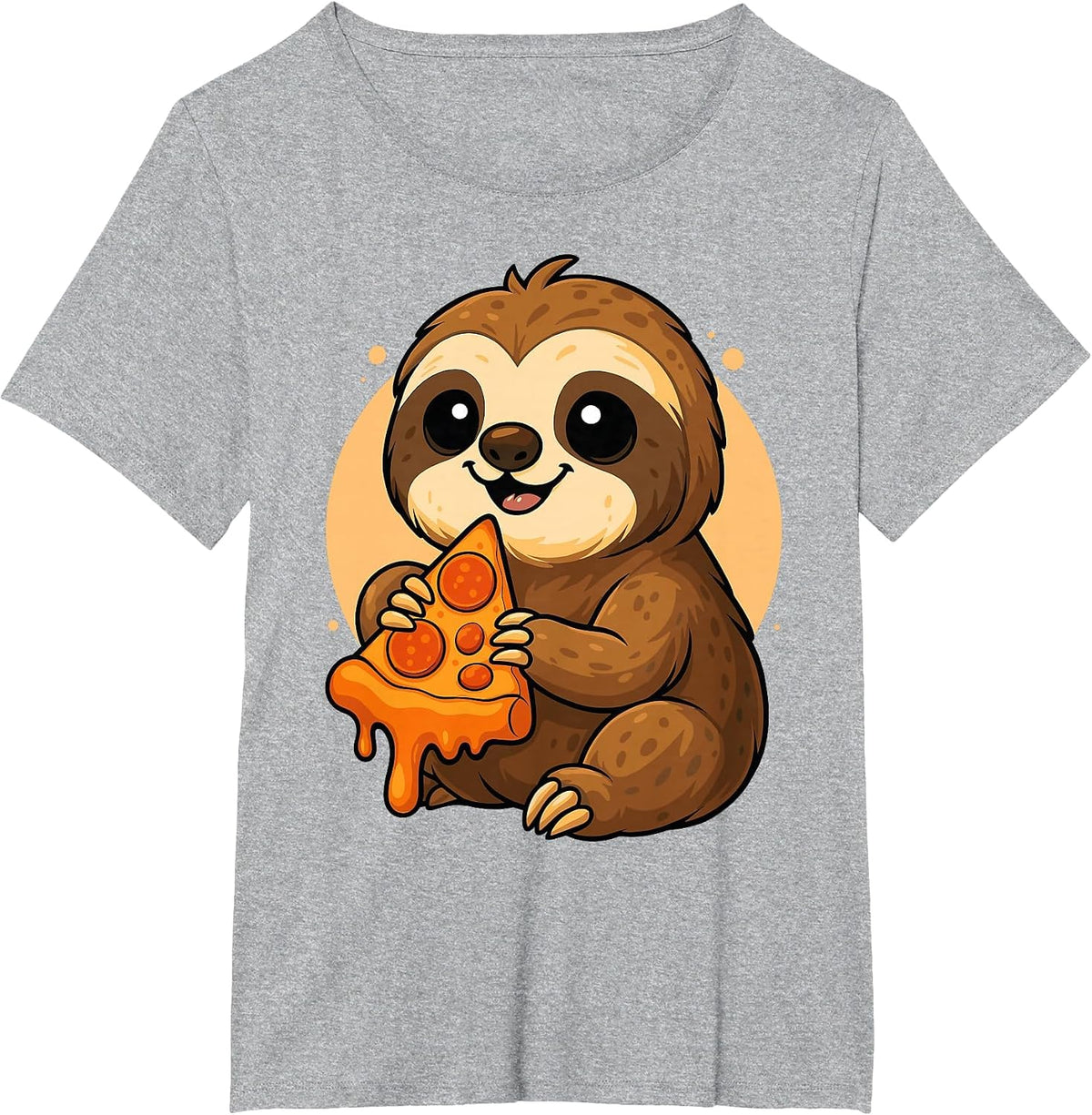 Funny Sloth Food Pizza Graphic Boys Girls Sloth Lovers T-Shirt - Heather Grey