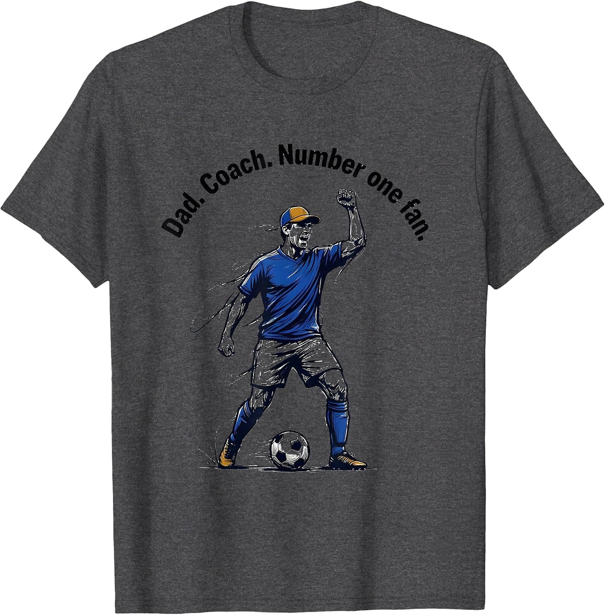 Men's Soccer Dad Coach Number One Fan Graphic Design T-Shirt - Dark Heather Grey