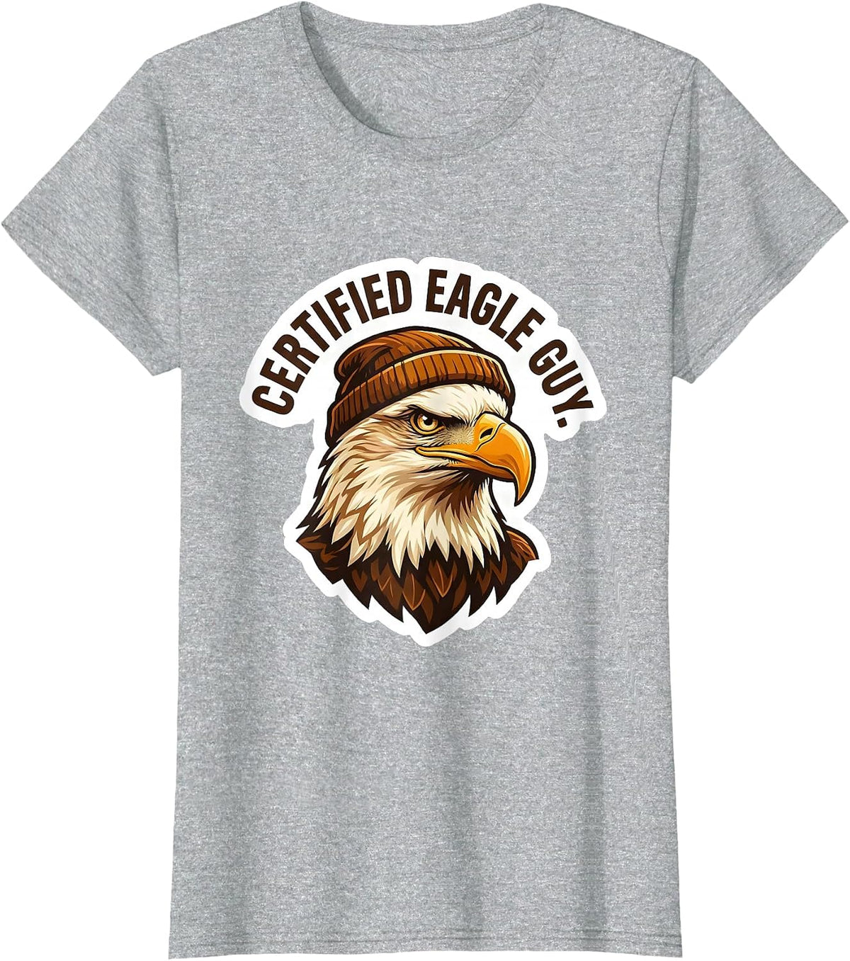 Certified Eagle Guy Bold Eagle Portrait Faith Mascot T-Shirt - Heather Grey