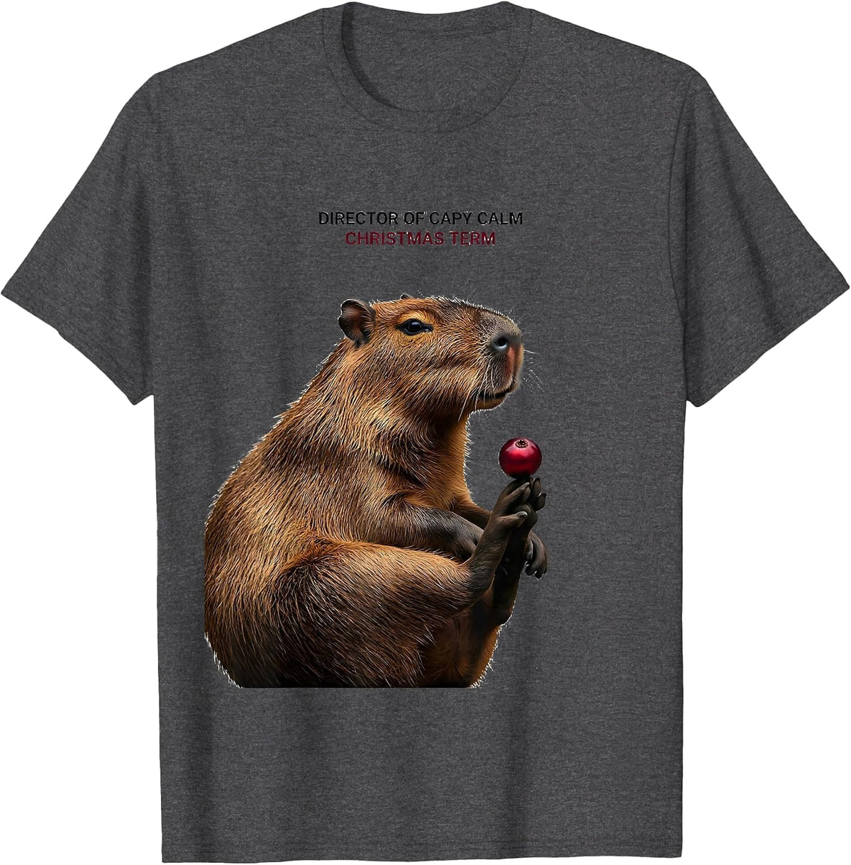 Director Of Capy Calm Christmas Term Funny Capybara Animal T-Shirt - Dark Heather Grey