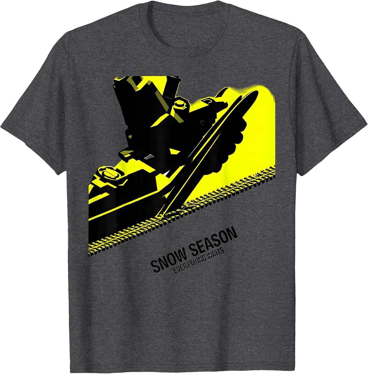 Snow Season, Everything Waits New Wave Snowmobile Rider T-Shirt - Dark Heather Grey