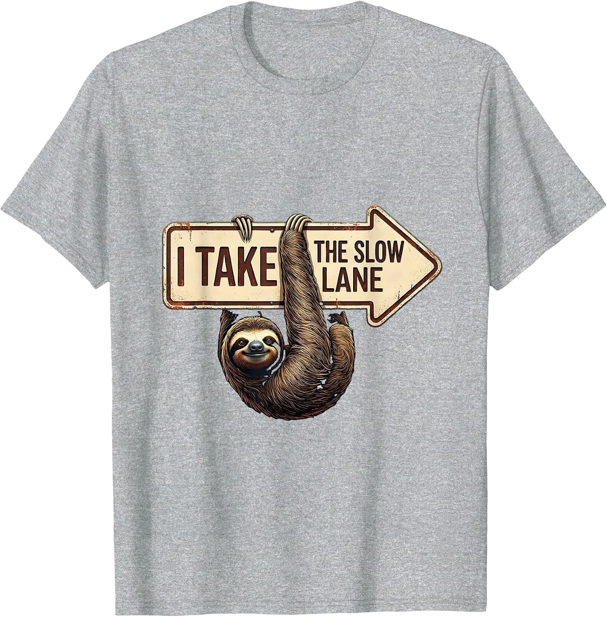 Men's I Take The Slow Lane Funny Sloth Lover Humor T-Shirt - Heather Grey