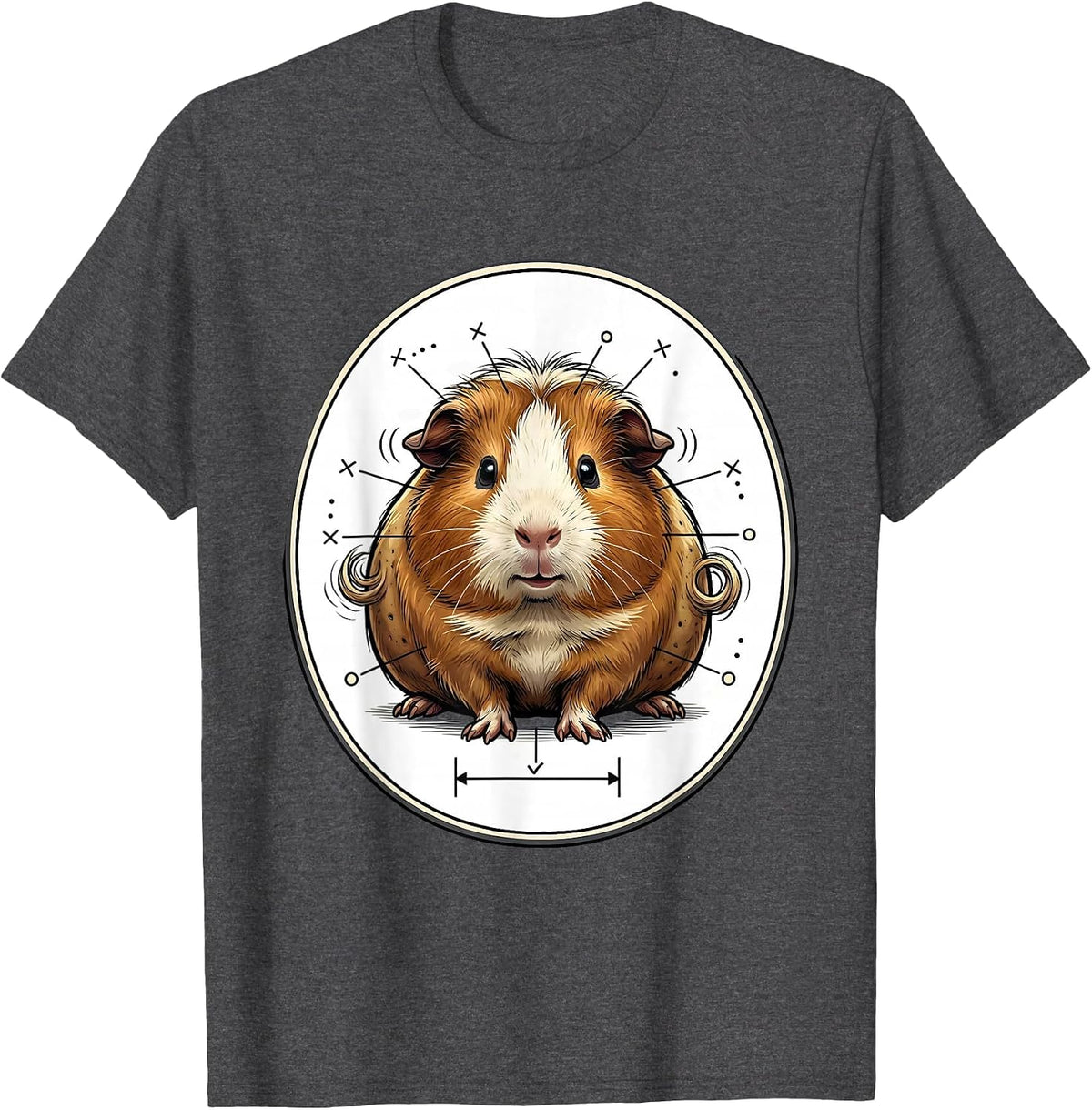 Men's Chubby Guinea Pig Cartoon Cute Pet Lover Humor T-Shirt - Dark Heather Grey