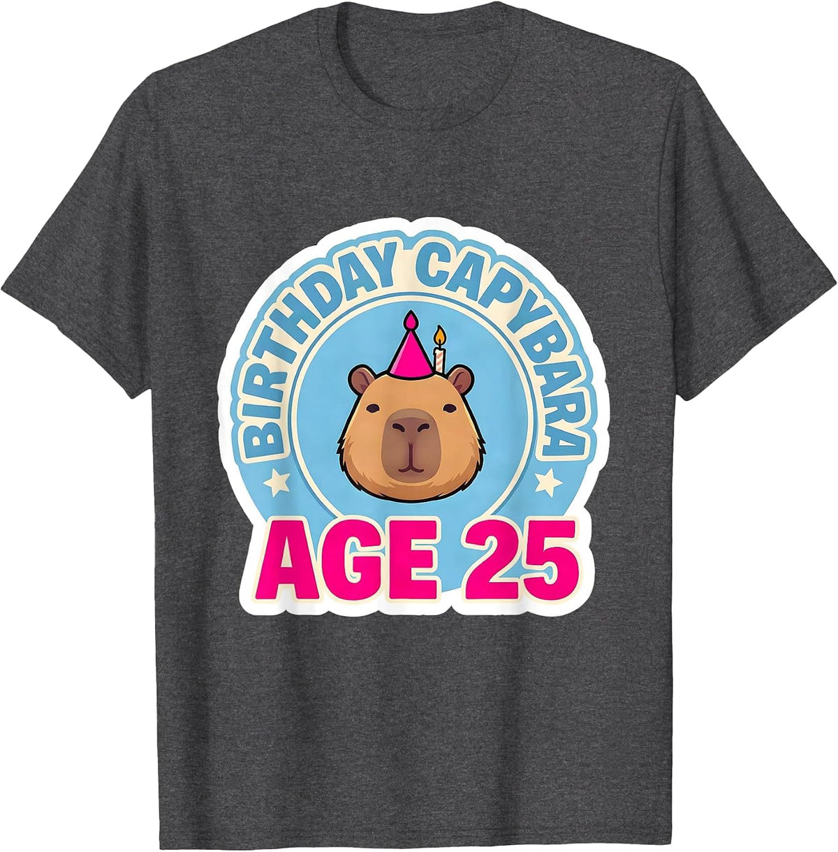 Men's Birthday Capybara Age 25 Kawaii Pun Animal Lover Gift T-Shirt - Dark Heather Grey