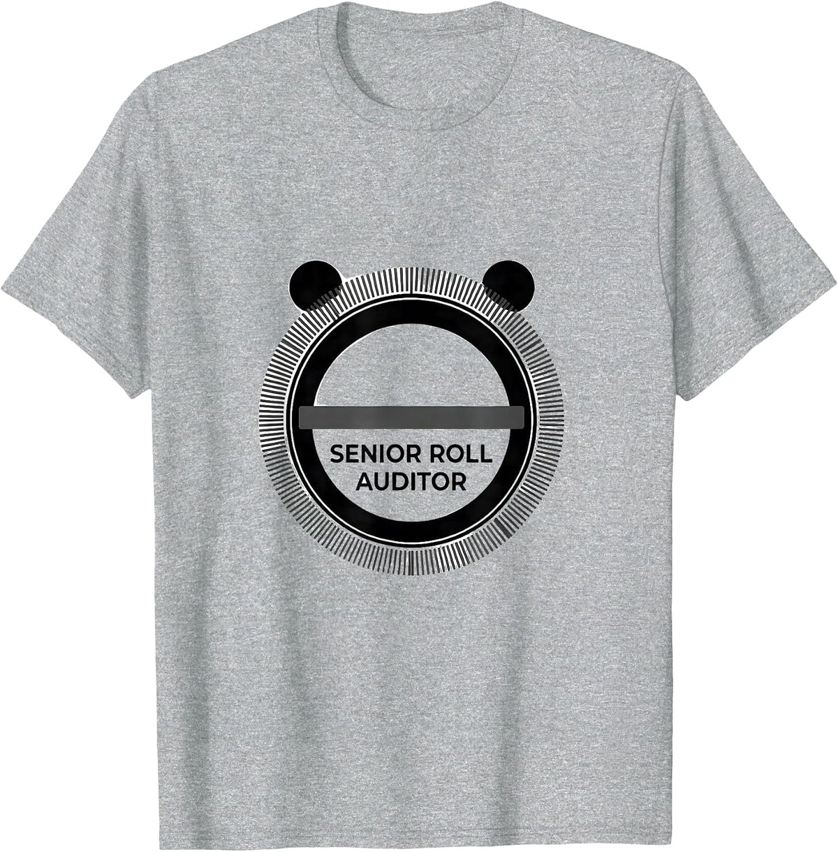 Men's Senior Roll Auditor Minimalist Panda Humor Novelty T-Shirt - Heather Grey