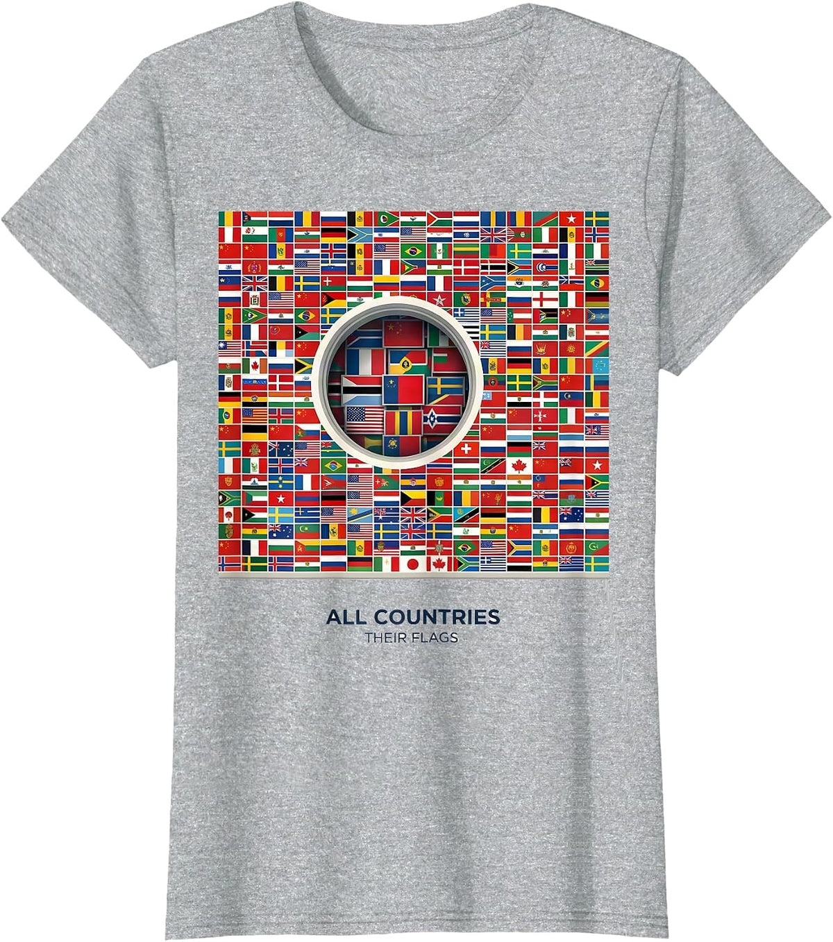 All Countries Their Flags International Geography Kids T-Shirt - Heather Grey