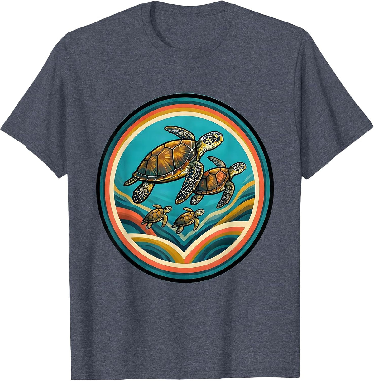 Family Cruise 2025 Sea Turtle Formation T-Shirt - Heather Blue