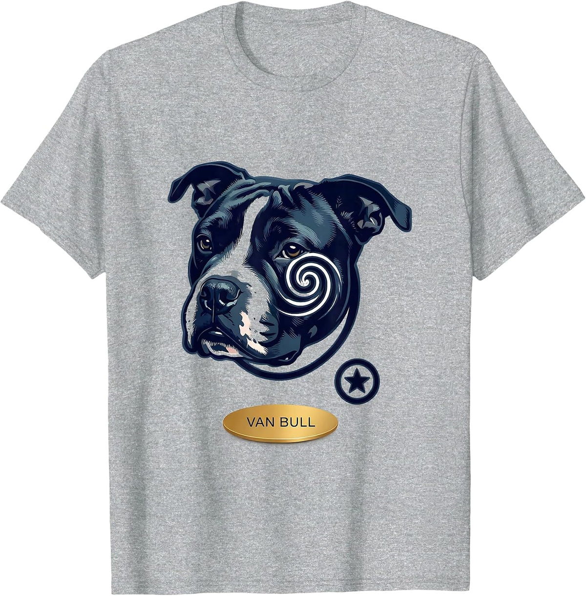 Men's Van Bull Minimalist Bull Terrier Van Gogh Starry Night Breed T-Shirt - Heather Grey