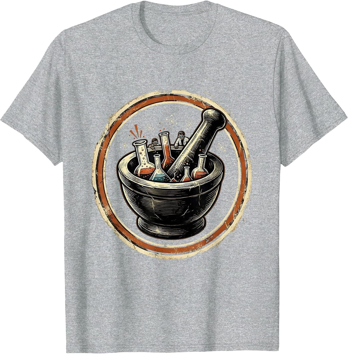 Men's Mortar and Pestle Tiny Scientists Illustration T-Shirt - Heather Grey