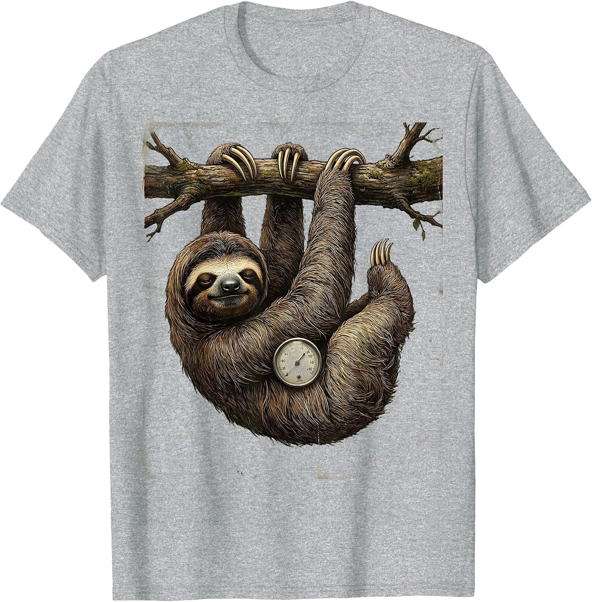 Men's Sloth Lazy Humor Vintage Animal Lover Gift T-Shirt - Heather Grey