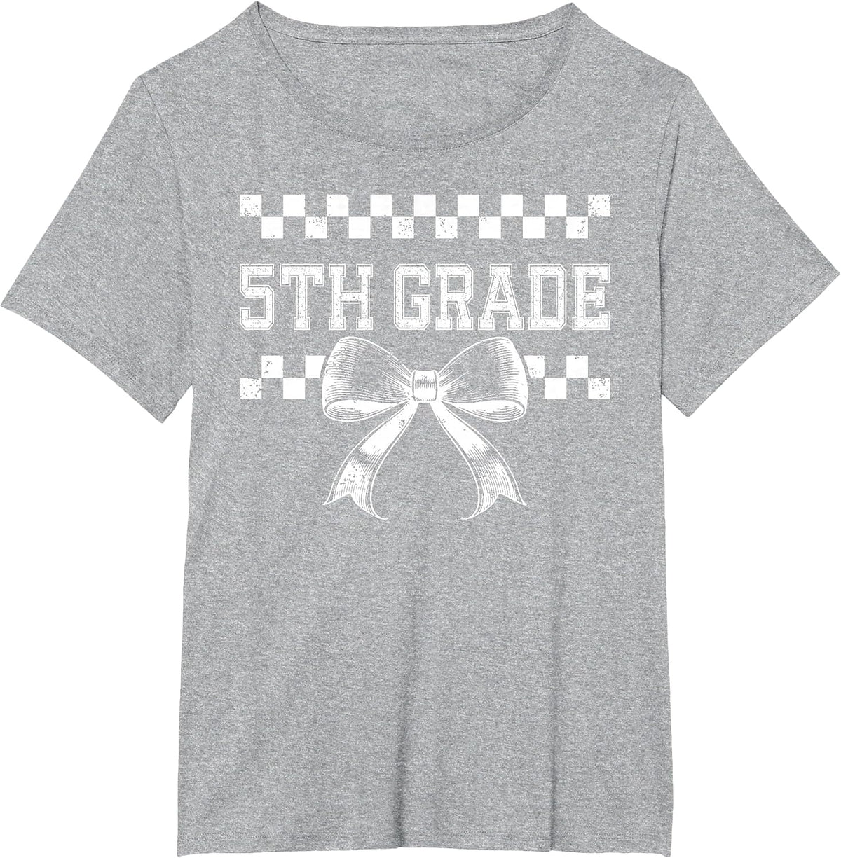 Coquette Bow 5th Grade Teacher Women Kids Preppy Fifth Grade T-Shirt - Heather Grey