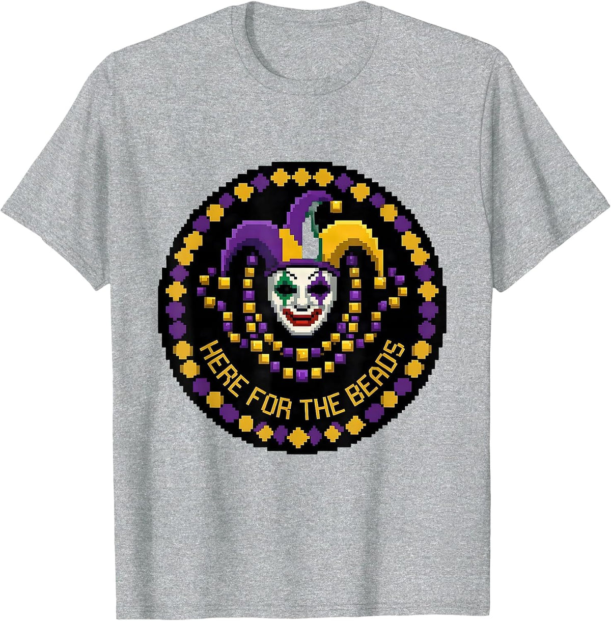 Men's Here for the Beads Mardi Gras Celebration Design T-Shirt - Heather Grey