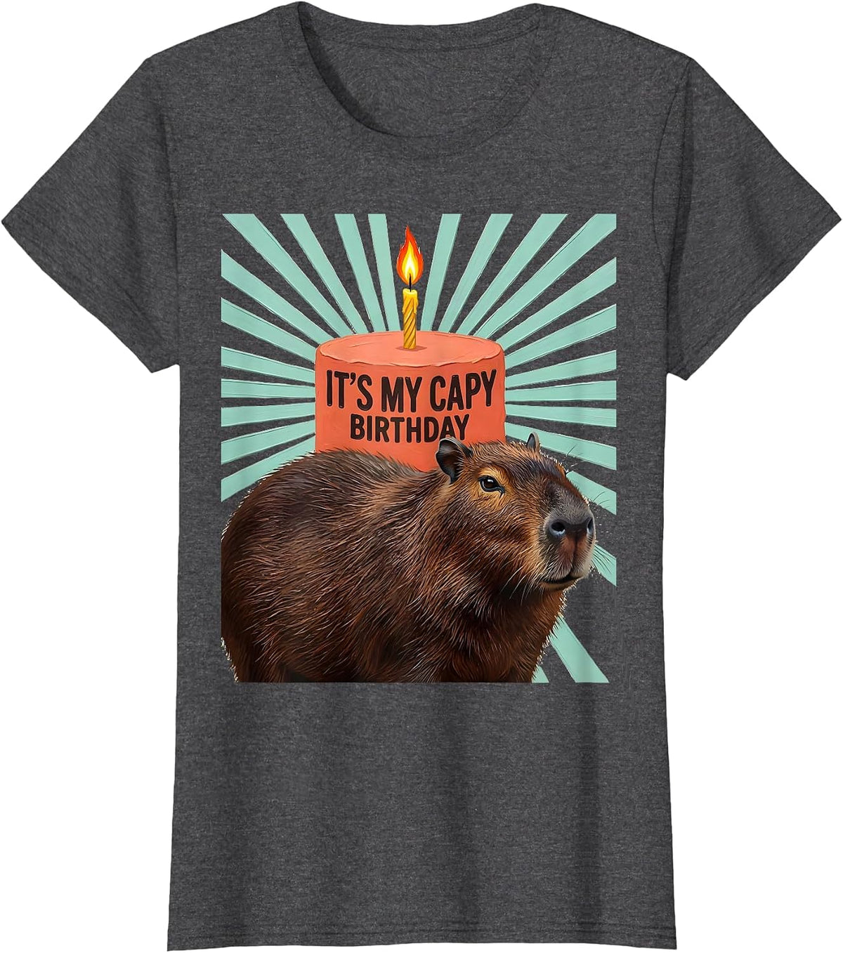 Women's It's My Capy Birthday Playful Kids Party Capybara Animal T-Shirt - Dark Heather Grey