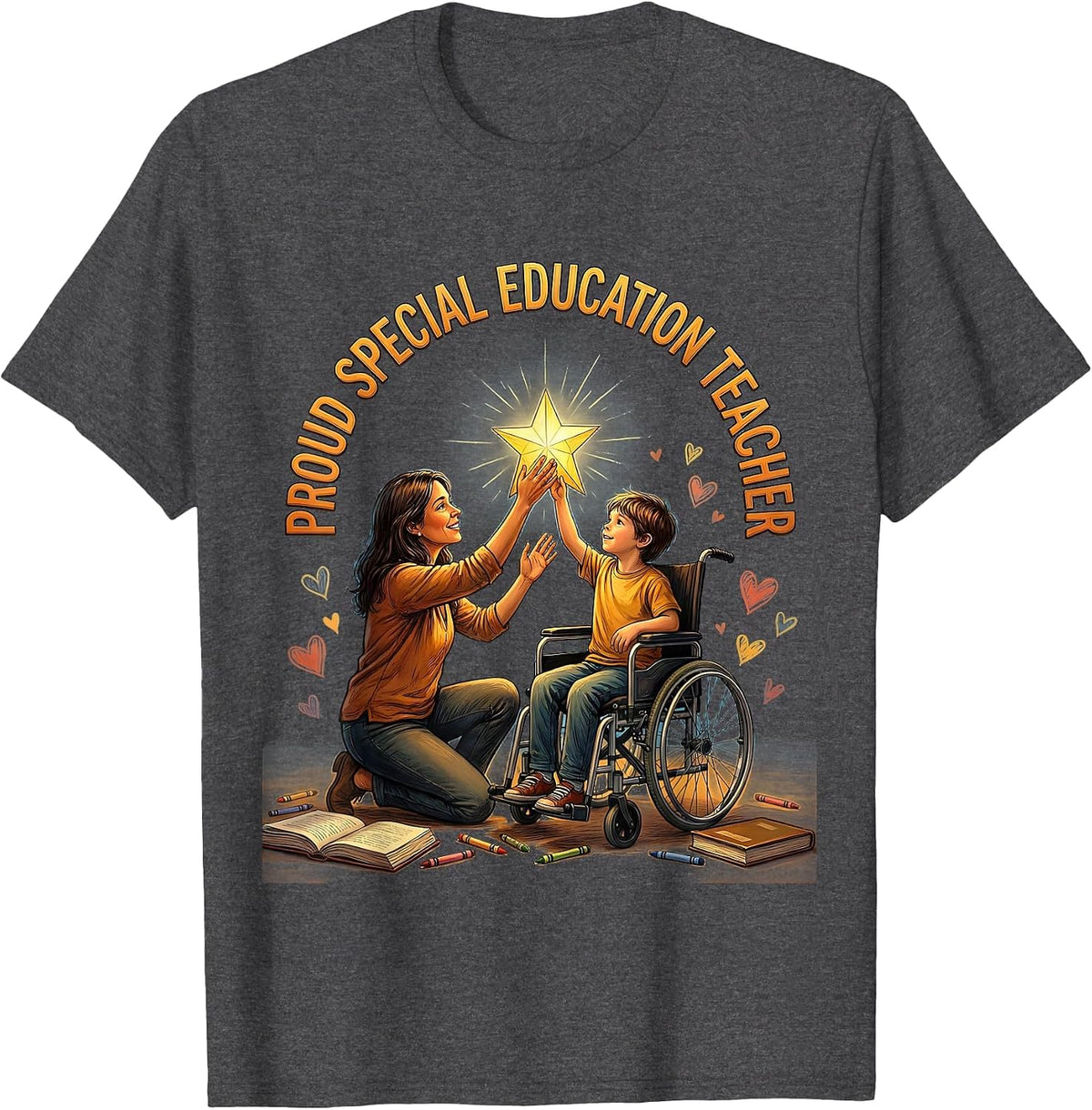 Proud Special Education Teacher Graphic Design T-Shirt - Dark Heather Grey