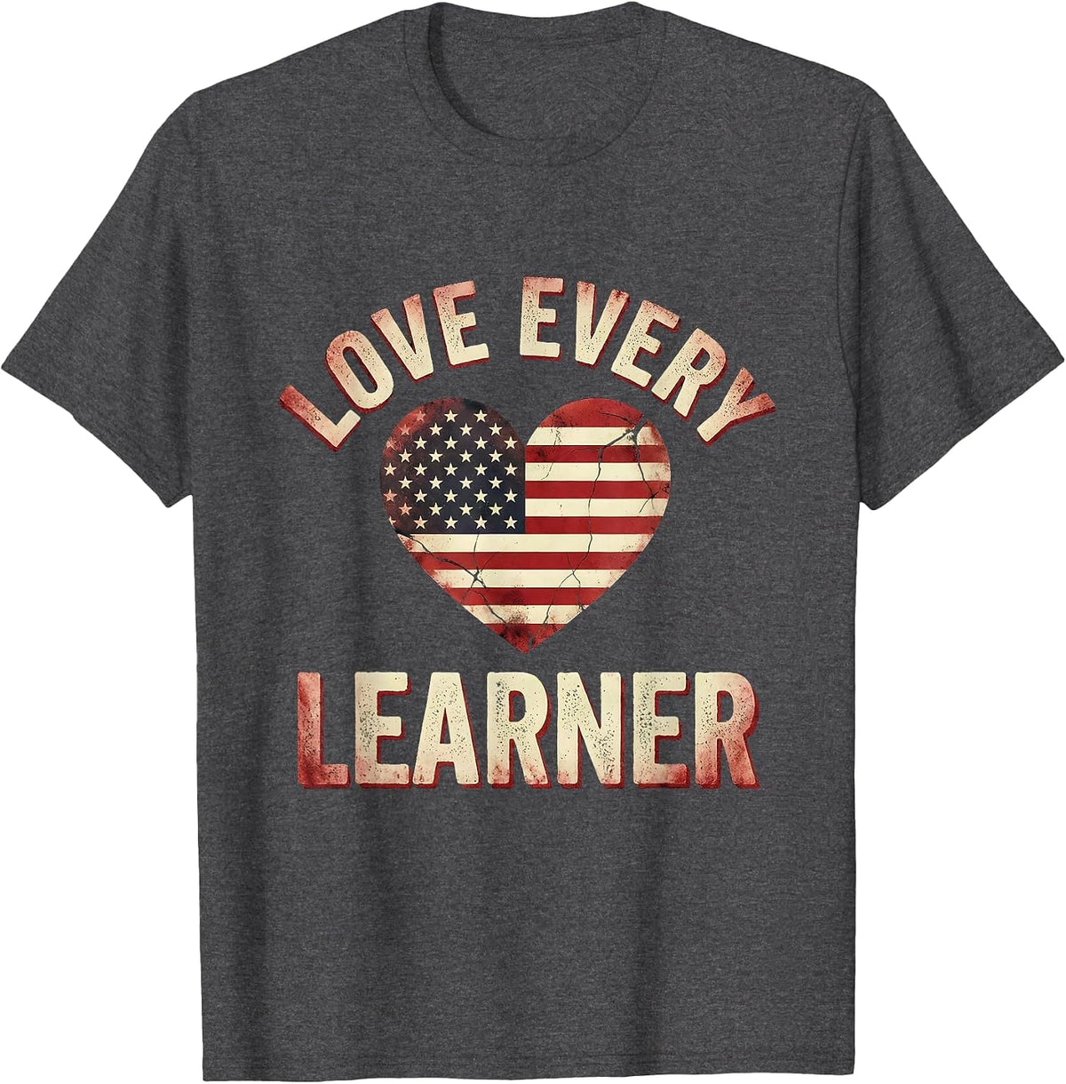 Love Every Learner Special Education Teacher Design T-Shirt - Dark Heather Grey