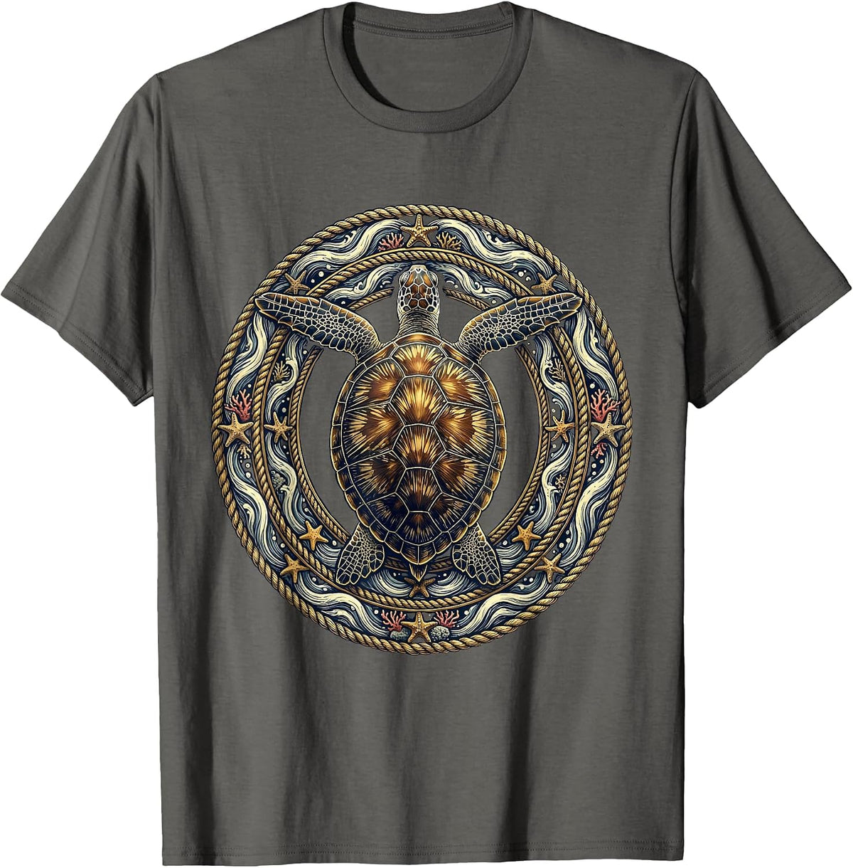 Men's Georgia Sea Turtle Atlantic Coastal Waters Illustration T-Shirt - Asphalt Grey