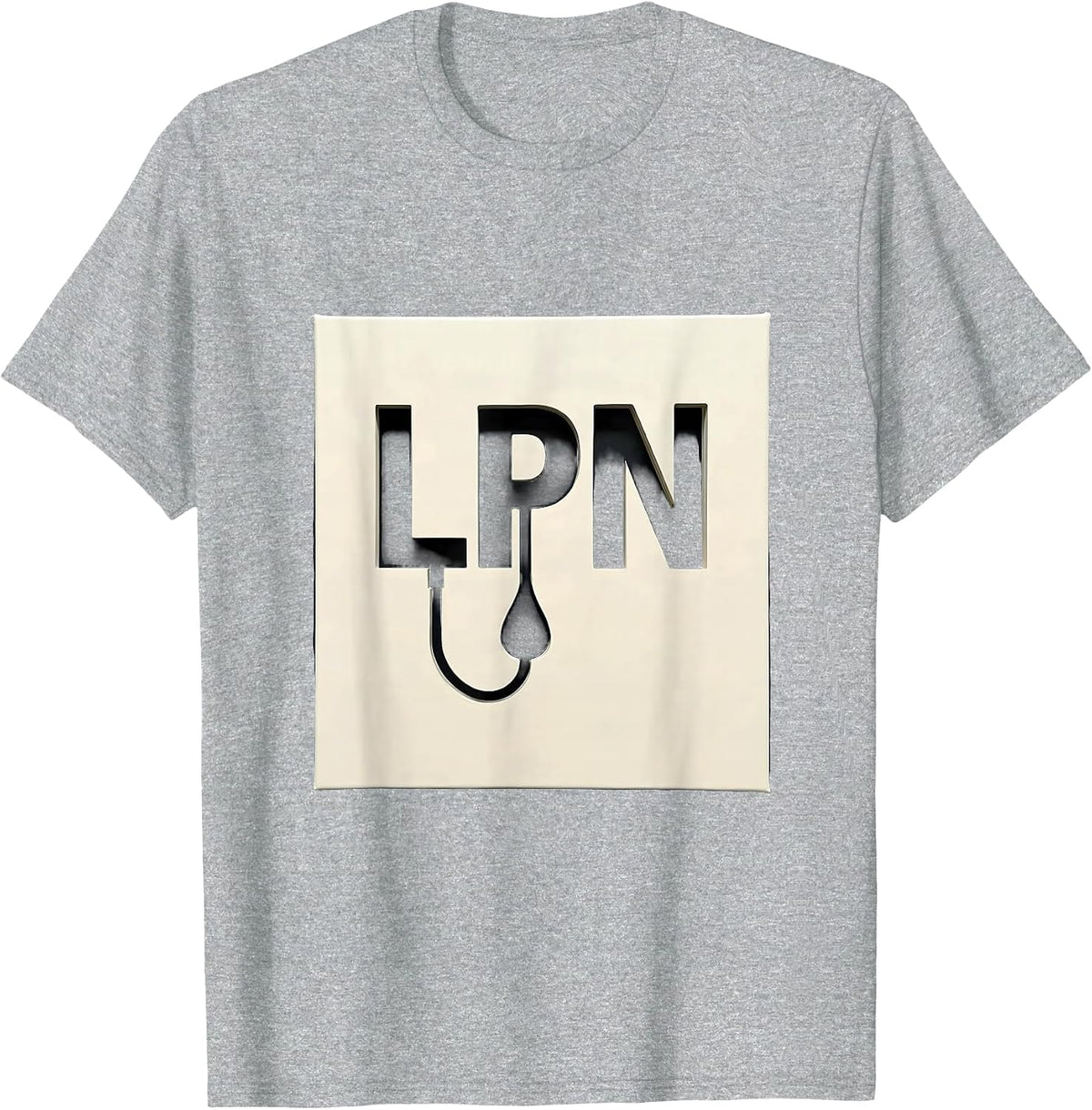 Men's LPN Minimalist Nurse Stencil Plate IV Line Symbol T-Shirt - Heather Grey