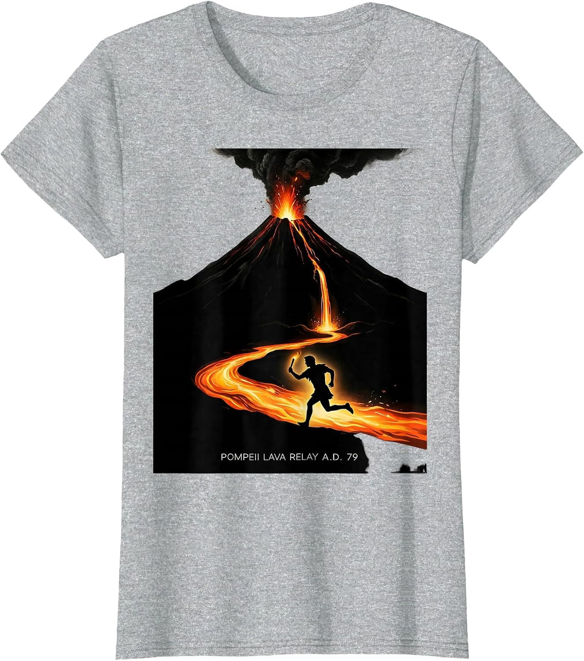 Pompeii Lava Relay A.D. 79 Funny Volcano History Geography T-Shirt - Heather Grey