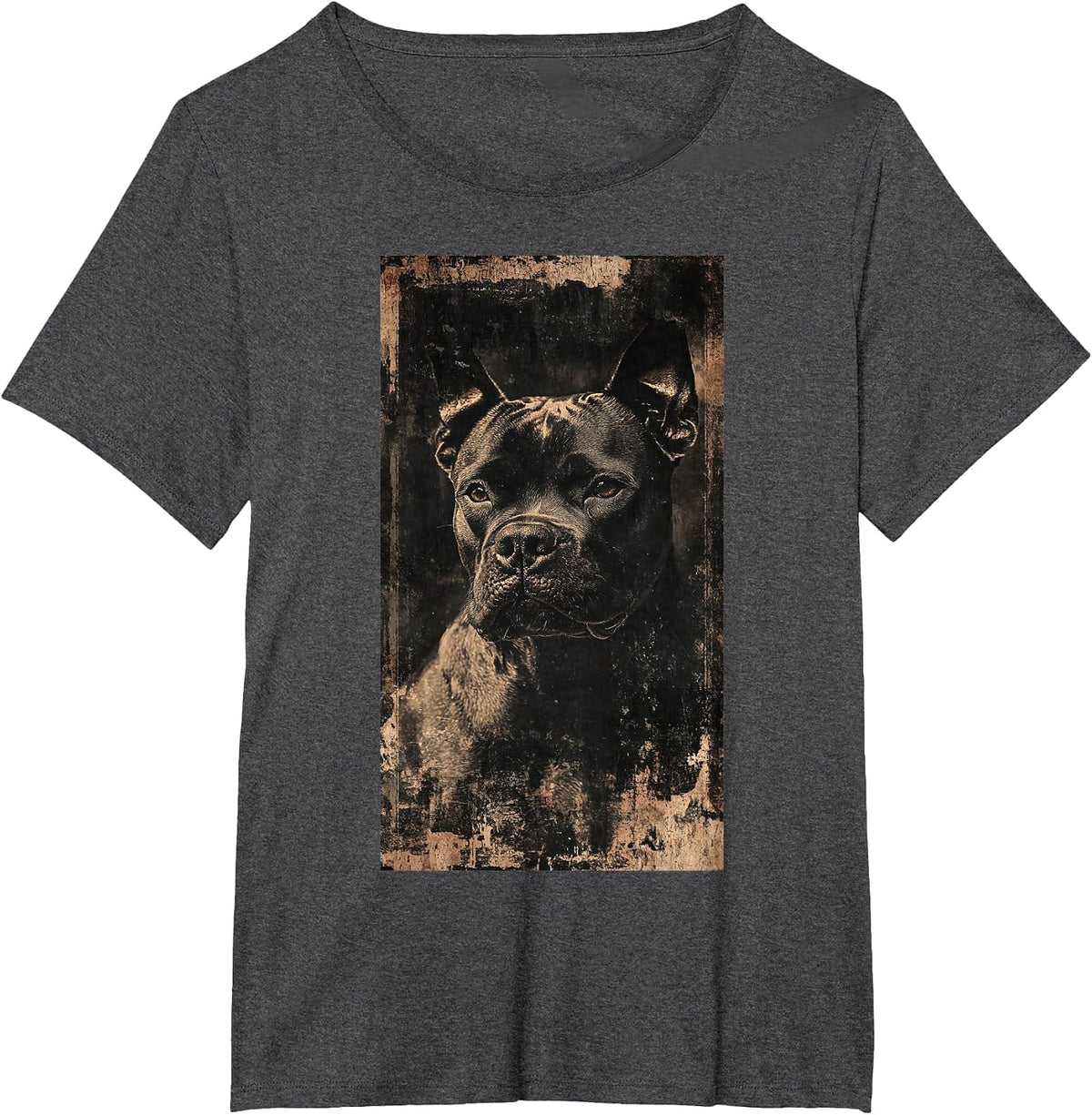 Artwork Pitbull Distressed Dog Lover Pit Bull T-Shirt - Dark Heather Grey