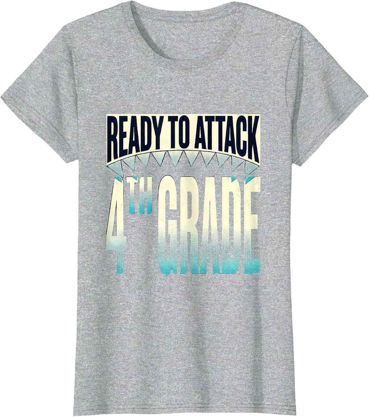 Ready To Attack 4th Grade Shark First Day Of School Boys T-Shirt - Heather Grey