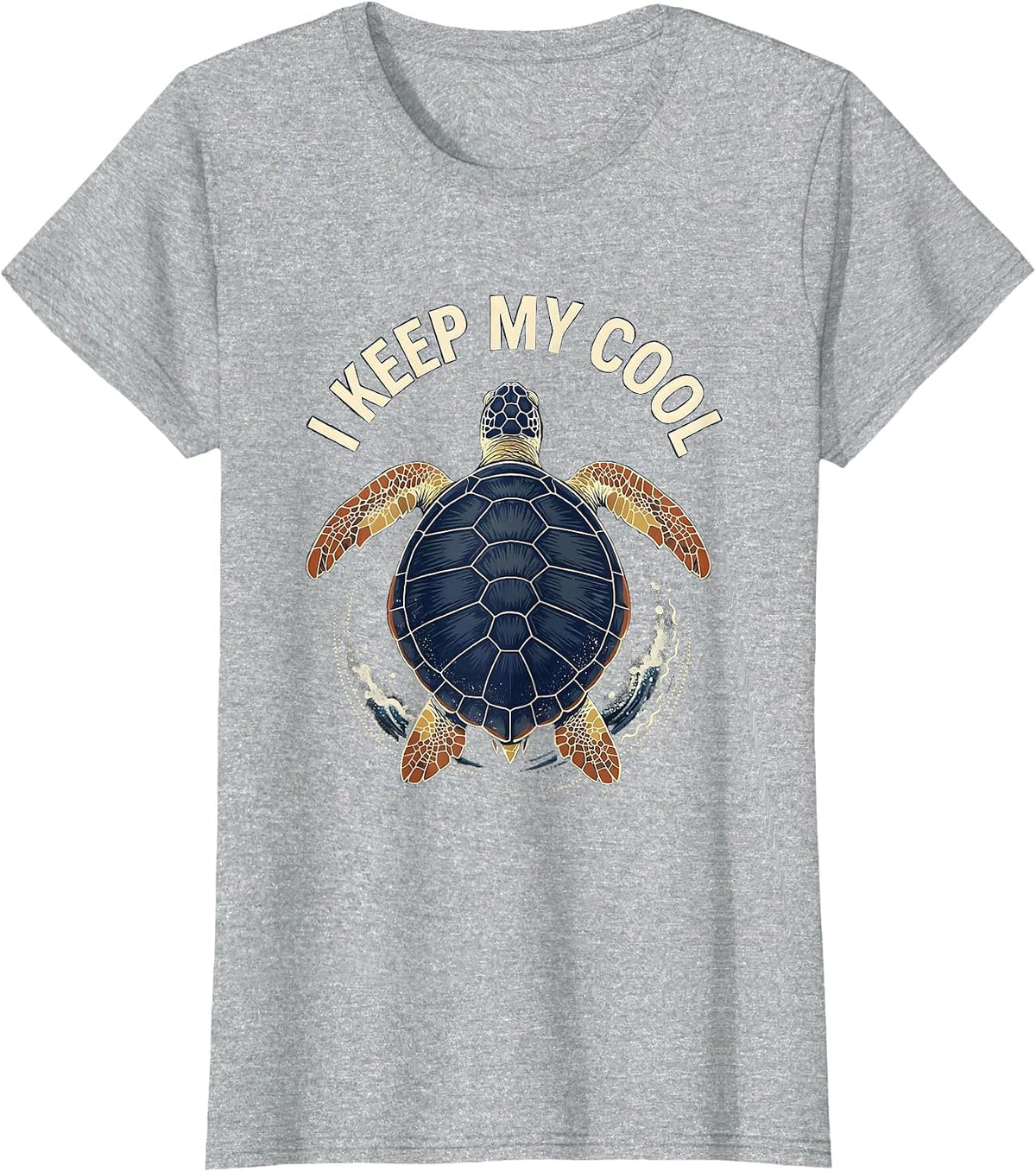 Women's I Keep My Cool Batik Wax Resist Sea Turtle Tropical Vacation T-Shirt - Heather Grey