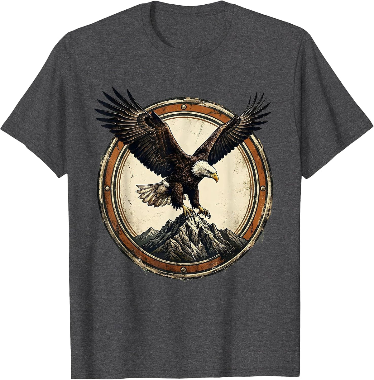Men's God Is Good Bald Eagle Mountain Summit Design T-Shirt - Dark Heather Grey
