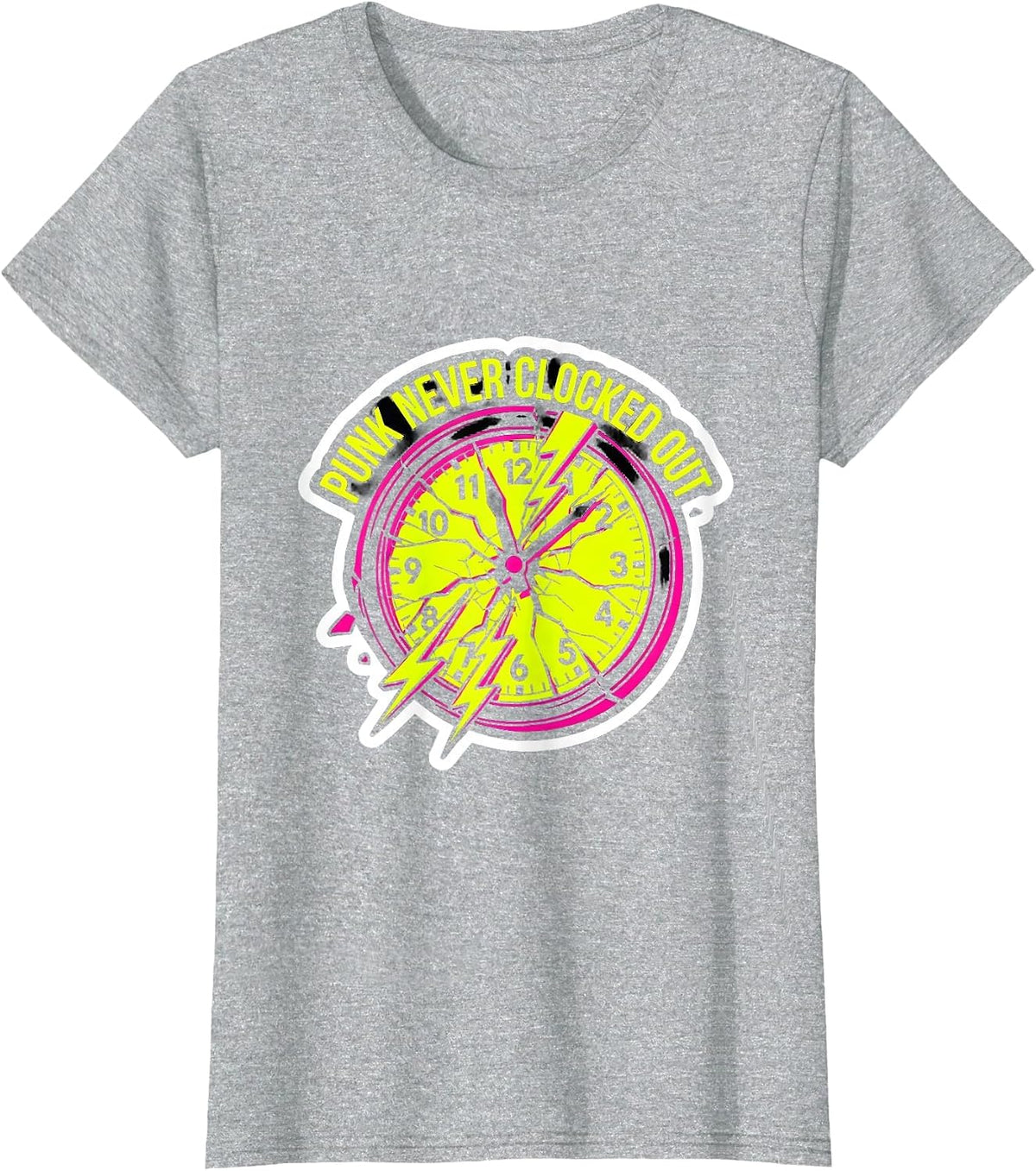 Punk Never Clocked Out Retro Band Design T-Shirt - Heather Grey