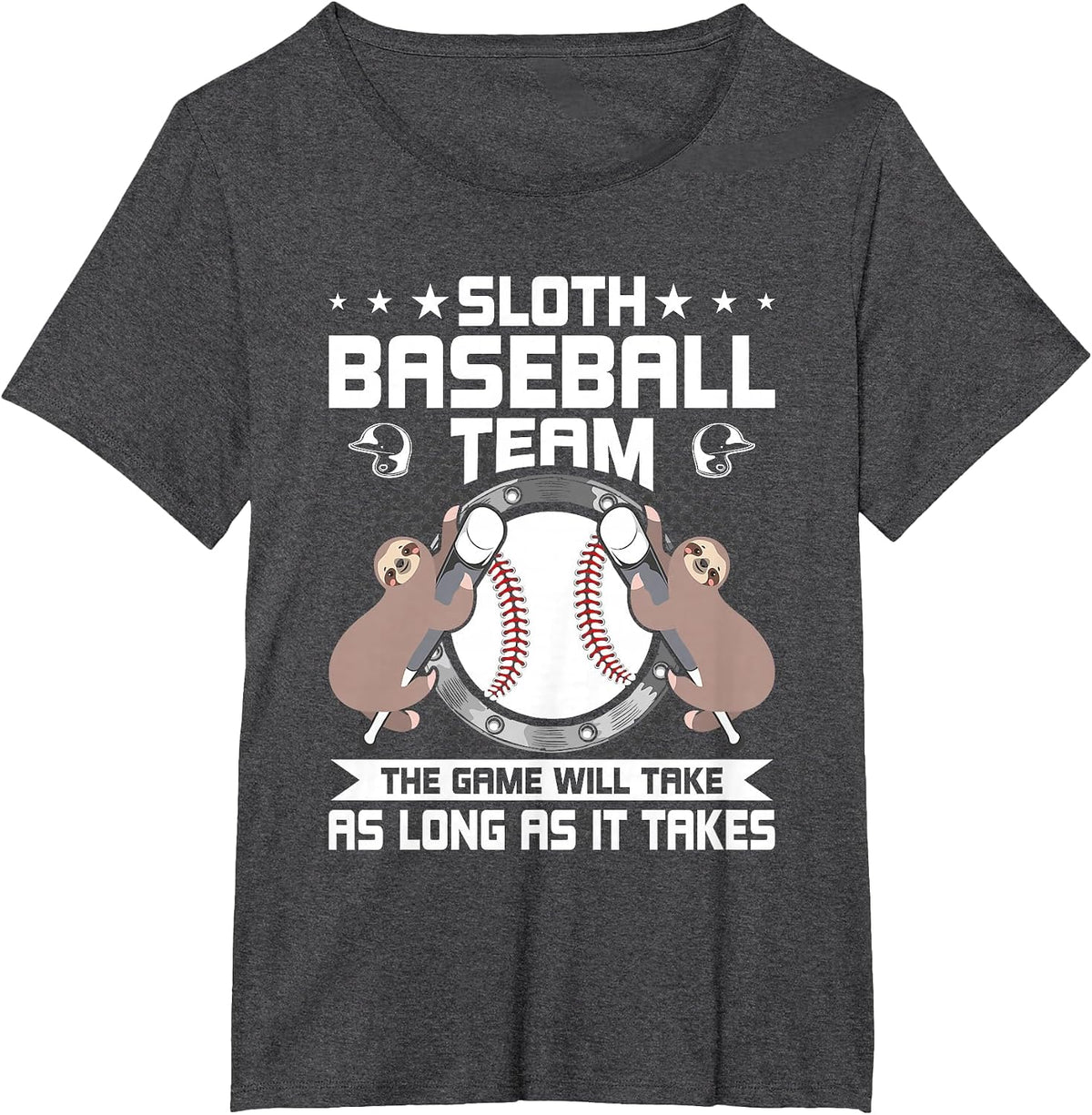 Sloth Baseball Team Baseball Lover T-Shirt - Dark Heather Grey