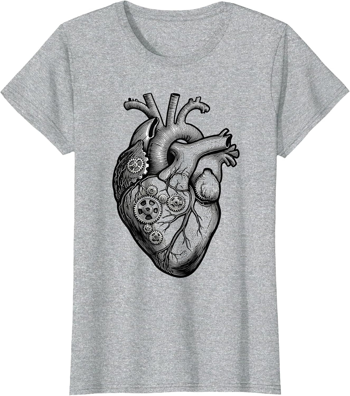 Special Education Heart Gears Illustration T-Shirt - Heather Grey