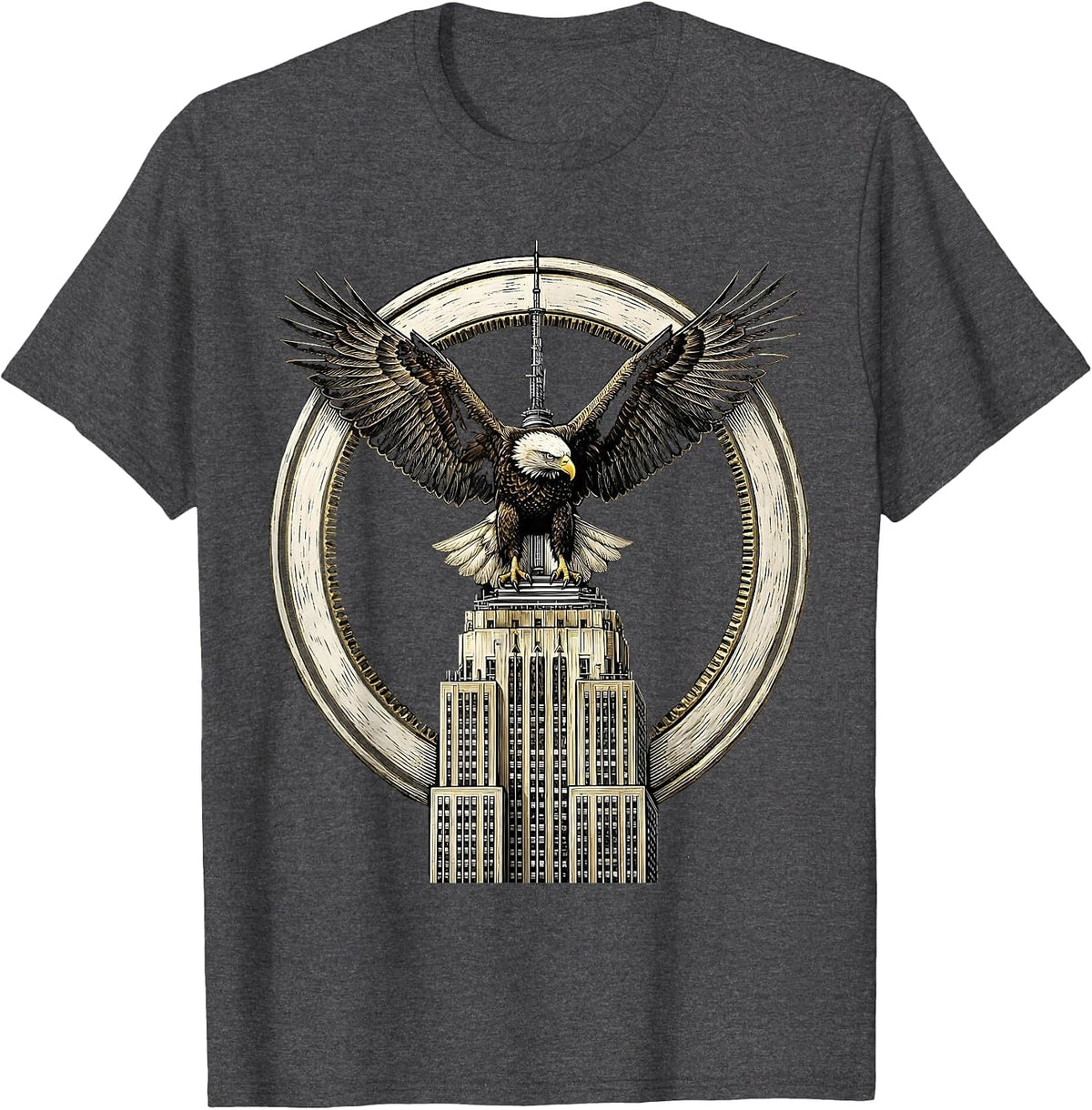 Men's I Survived My Trip to NYC Eagle Design T-Shirt - Dark Heather Grey