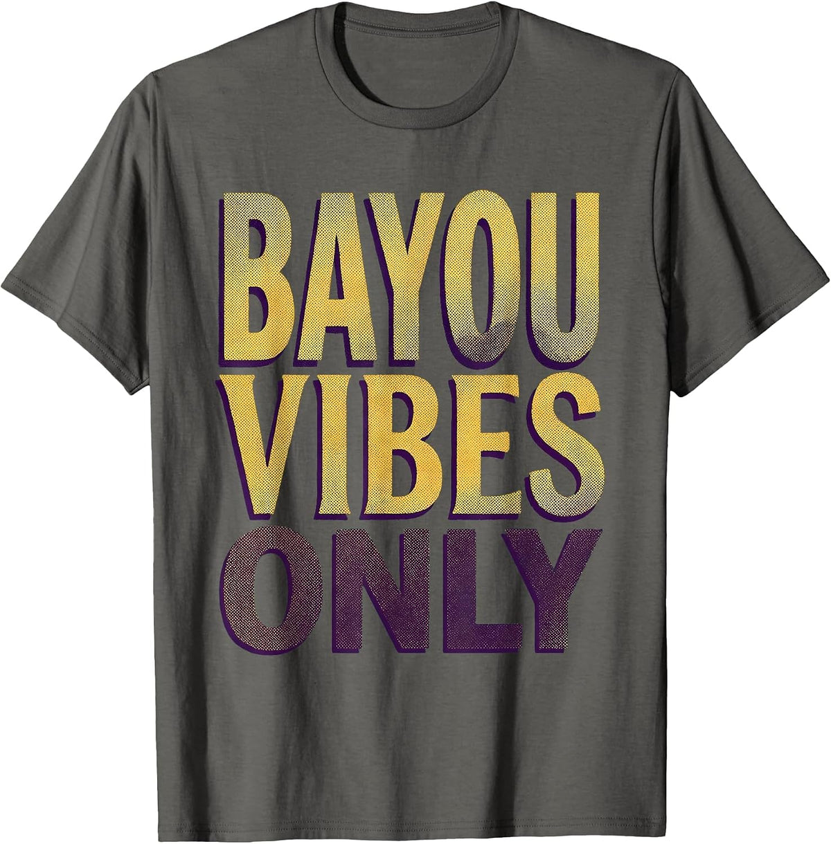 Bayou Vibes Only Mardi Gras Design T-Shirt - Asphalt Grey