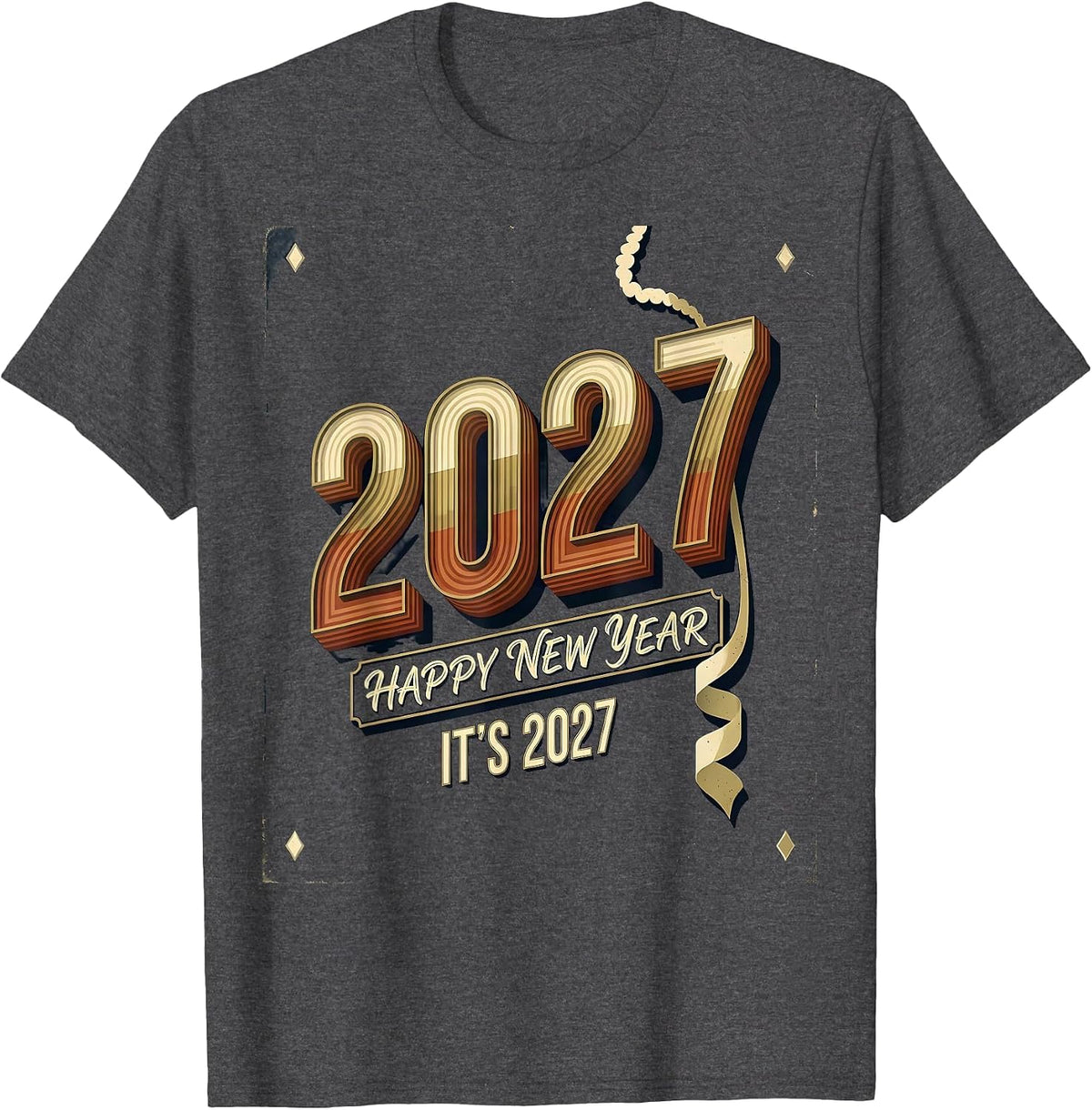 Men's Happy New Year — It's 2027! Vintage Party Family Matching T-Shirt - Dark Heather Grey