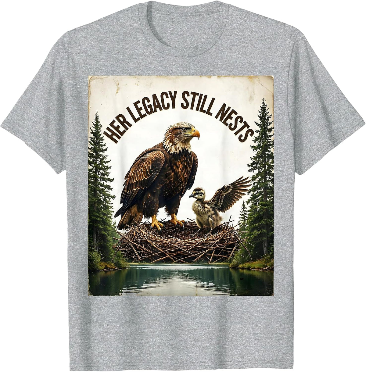 Men's Her Legacy Still Nests Vintage Jackie and Shadow Eagle T-Shirt - Heather Grey