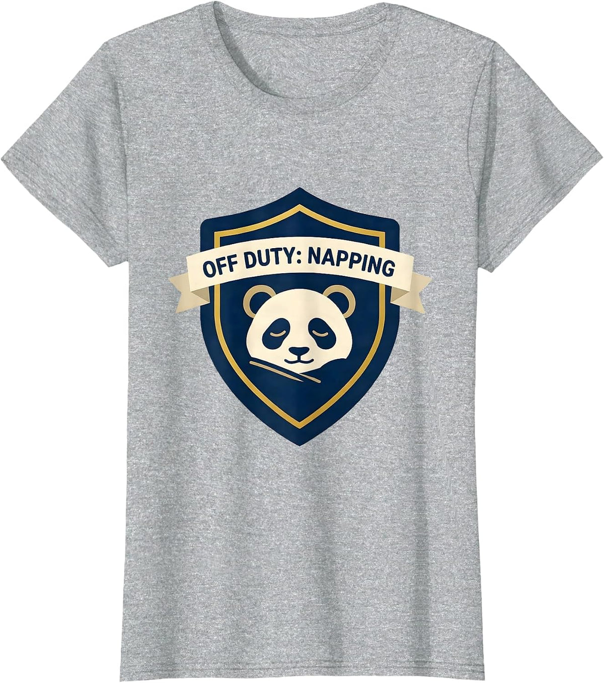 Off Duty Napping Cute Panda Cub Emblem Kids Sleepshirt T-Shirt - Heather Grey