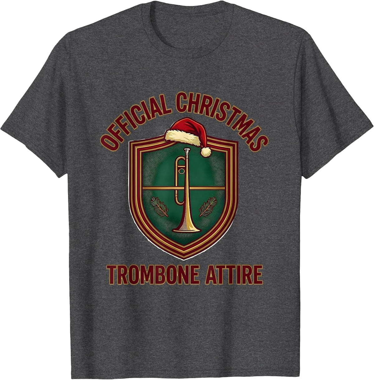 Men's Official Christmas Trombone Attire Funny Trombone Player T-Shirt - Dark Heather Grey
