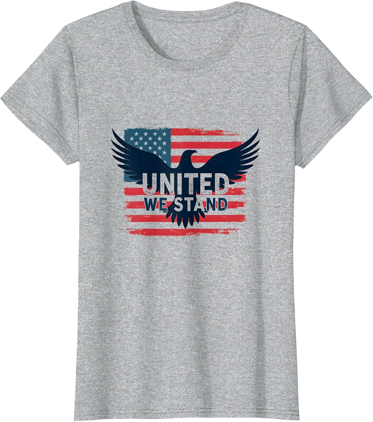 United We Stand American Flag Eagle Patriotic Emblem T-Shirt - Heather Grey