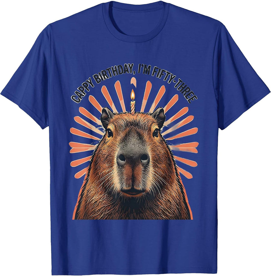 Cappy Birthday, I'm Fifty-Three Kawaii Capybara Birthday T-Shirt - Royal Blue